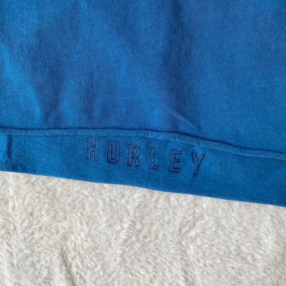 Hurley Tiger Tree Tank Top Women M Teal Blue Biker Cottagecore Raw Hem Beach NWT - Picture 4 of 10